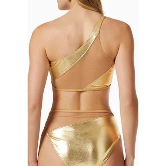 NORMA KAMALI Snake Mesh Bra Top gold foil, XL Metallic gold - Picture 3 of 7